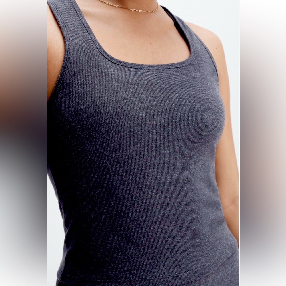 Fabletics RestoreKnit Ribbed Tank - NWT - Pewter - Large